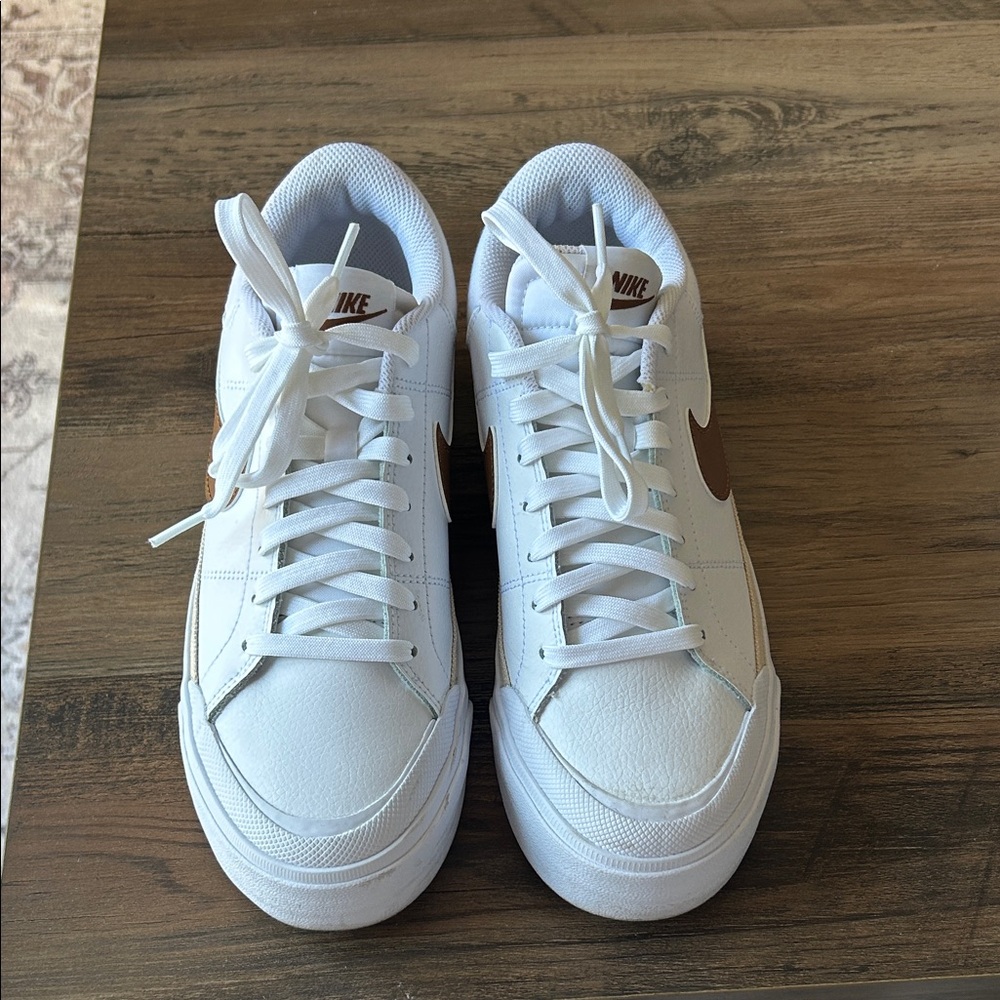 Nike White Sneakers with Brown Swoosh Nike Court Legacy Lift Sneaker - Women's - Picture 3 of 8